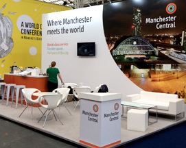 Exhibition stand design promoting Manchester Central, formally Manchester G-Mex.